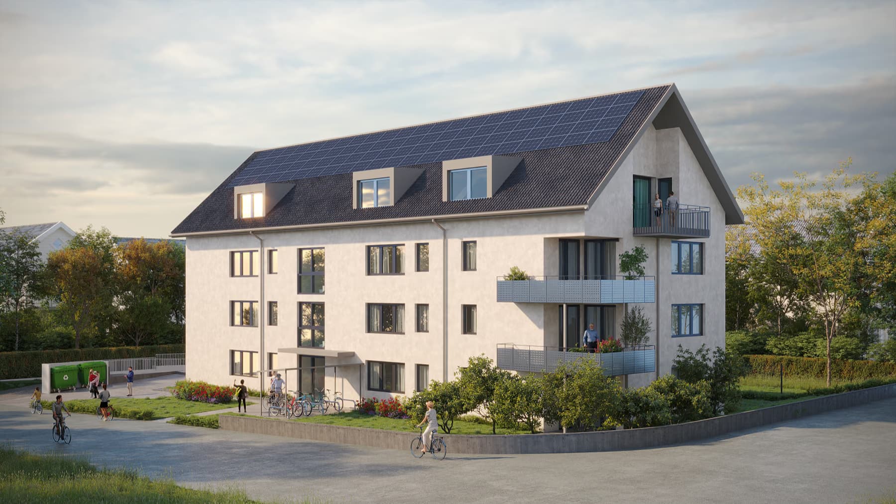 Architektur-Render, klassisches Mehrfamilienhaus