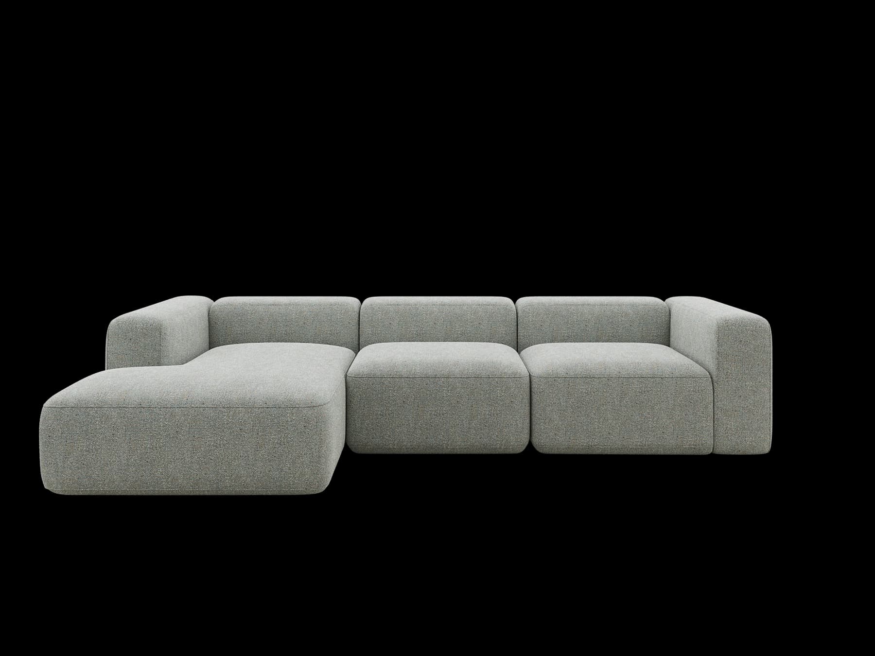 Fertiges Render des Sofas mit grauem Stoff